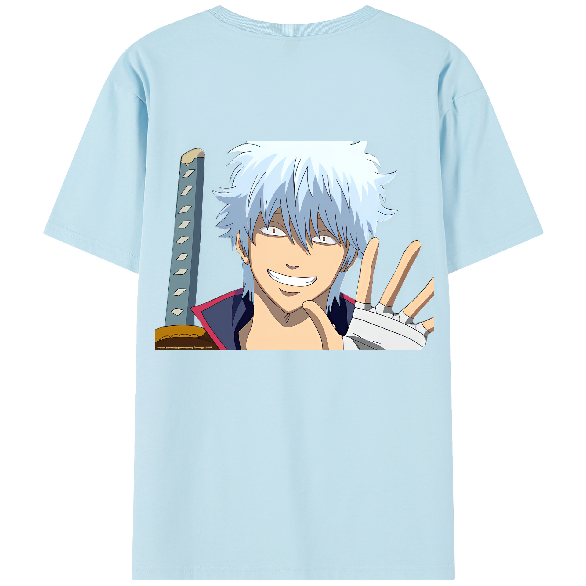 （画像用） ぎんたま 坂田銀時（さかたぎんとき） 神楽 志村新八（しむら しんぱち） GINTAMA Sakata Gintoki Kagura Shimura Shinpachi 綿100％半袖Tシャツ（背面プリント）